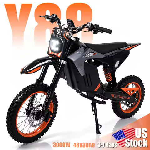 Y88 Electric Dirt Bike for Teens Adults 3000W Brushless Motor 34MPH Max Speed 48V30Ah HighDensity Ba