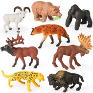 Solid mini animal model simulation North African cheetah brown bear gorilla hyena goat elk buffalo t