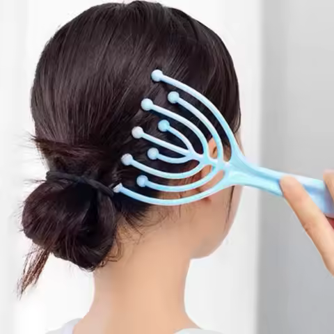 1 Pc Head Massager Scalp Neck Comb Roller Five Finger 9 Claws Steel Ball Hand Held Relax Spa Hair Ca