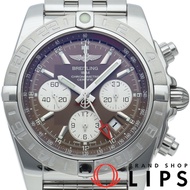 百年靈 Chronomat 44 GMT 腕錶ブラウンAB0420/AB042011/Q589 帶盒保固 不鏽鋼男士腕錶ブラウン/銀色拋光 成色極佳 [二手]