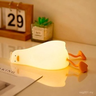 Existential Crisis Duck Lamp - Cute Rechargeable Squishy Kids Night Light, Lying Flat Ducky, White E