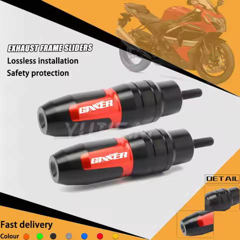 Motorcycle CNC Aluminum Frame Exhaust Sliders Crash Protector Pads Crash silder with logo For GIXXER
