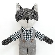 Gray wolf boy, wool plush doll, handmade stuffed wolf toy