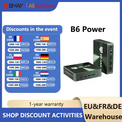 BMAX-Mini PC B6 Power, Intel Core i7-1060NG7 hasta 3,8 GHz, 16GB LPDDR4 1TB SSD, funcin completa, ti