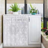 【Ready Stock】White Lace Curtain Valance Short Curtain For Kitchen Sheer Voile Panel Rod Pocket Bathroom Small Window Tulle Drapes Roman Tulle Cafe