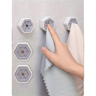 1/3/5pcs Of Hexagonal Towel Hooks, Creative Face Towel Storage Plug, Hole-Free Rag Storage Rack, Ver