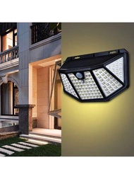 2/4入組太陽能戶外燈[128個LED/3種工作模式]，太陽能安全燈太陽能感應燈無線防水戶外燈，適用於花園圍欄庭院車庫