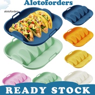 Taco Holder Plate Taco Serving Platter Reusable Silicone Taco Holder with 4 Dividers Handle – Microw
