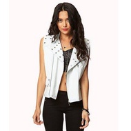 4vr Twenty One Studded Denim Moto Vest Small