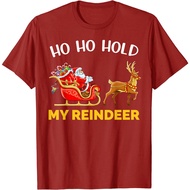 Men's cotton T-shirt Ho Ho Hold My Reindeer Christmas in July Shirt XMAS In July T-Shirt 4XL , 5XL ,