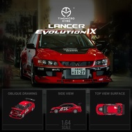 TimeMicro-TM 1/64 "Fast and Furious" Mitsubishi EVO9 Red Diecast car Car Model Simulation Alloy Diec