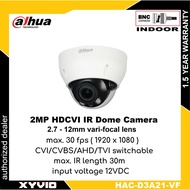 Dahua HAC-D3A21-VF 2MP IR Dome HD-CVI Varifocal Camera Lens 2.7 - 12mm