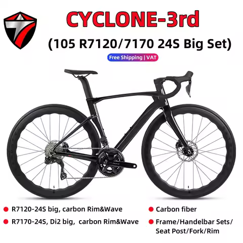 2026 New TWITTER CYCLONE 3rd Carbon Fiber Road Bike 105 Groupsets 24 Speed Hydraulic Disc Brake For 