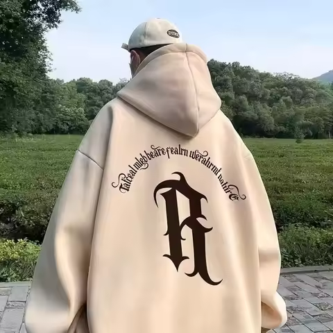 【M-8XL Hoodies】Men Oversized Hoodie Loose American retro gothic letters R Print Couple Hoodies