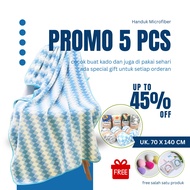 Tebus Murah 5 pcs Handuk Mandi Dewasa Microfiber uk 70 x 140 cm