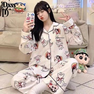Ladies cotton pajamas long sleeve cute cartoon pajamas comfortable soft sleepwear for home