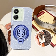 YBD Phone Case For Redmi 13C 4G Xiaomi Poco C65 Rotating USD Bracket Glitter Hard Shell Height