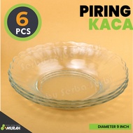 SERBU MURAH - SET 6 PCS - PIRING KACA PIRING MAKAN - Piring Cantik - Piring Kaca Souvenir - Piring
