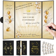 Black Gold 1st-99th Happy Birthday Party Decorations 18"x12" Birthday Guest Book for Men Women Suita