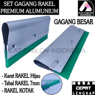 HIJAU LARGE ALUMINUM SQUEEZER HANDLE SET GREEN RUBBER SQUARE 7MM LENGTH 5CM TO 25CM