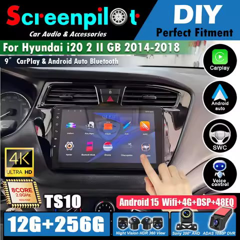 Android 16Car Radio For Hyundai I20 2 II GB 2014 2015 2016 2017 2018 GPS Navigation 5G WIFI Multimed