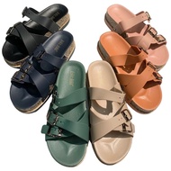 OS Bara Bara Women's 3-Strap Rubber Sandals Imported WS856-BR15 (AD2)