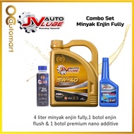 [Bundle Deal] JV Auto Lube Set 5W-40 Fully (4 Liter) + Engine Flush (1 Bottle) + Premium Nano Additi