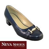 MC1 Neva Shoes 1½" Block Heel Square-toe Pumps with Decor (Navy Blue)