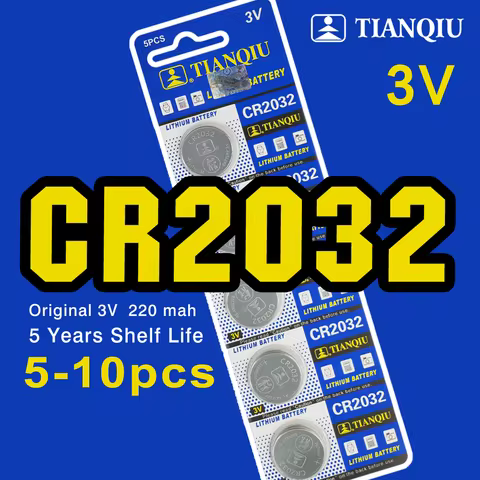 5-10PCS CR2032 Battery DL2032 ECR2032 BR2032 2032 CR 2032 3V Lithium Button Cell Coin Battery Long L