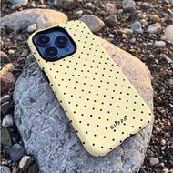 1pc Cream-Colored Base With Black Polka Dot Design Phone 17 Pro Max Case, Compatible With Phone 16 P