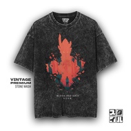 Caption'Style Solo Leveling Anime Shirt BLOOD RED IGRIS Stonewash T-Shirt | Women's Oversized T-Shir