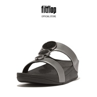 FitFlop HALO Bead-Circle Metallic H-Bar Slides - Pewter Black (HJ2-B06)