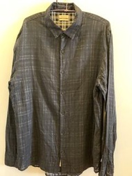 CK Calvin Kelvin Jeans  黑橫格紋絲面襯衫