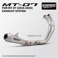 For MT-07 FZ-07 MT07 2014-2025 Motorcycle Exhaust Dual Oxygen Sensor Front Pipe Motorcycle Muffler S