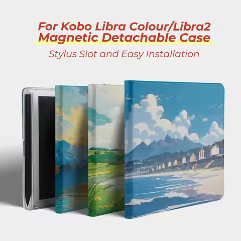 Twosheep suit for Kobo Libra Colour Kobo Libra2 Magnetic Detachable Case Cover with Stylus Slot Clea