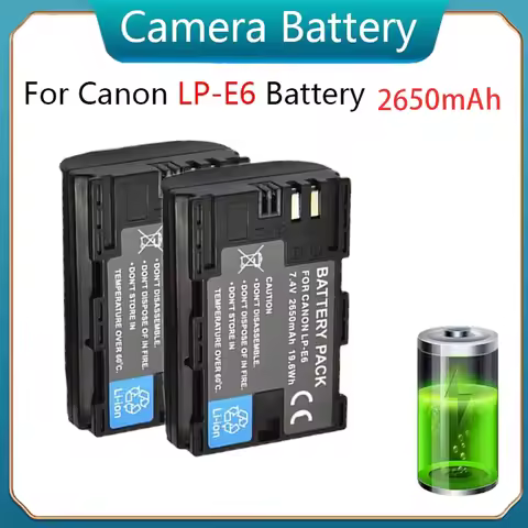 PURFIELD LP-E6 2650mAh LPE6 Battery Set Charger for Canon EOS 5D Mark IV 5D2 5DS R Mark II 2 III 3 6