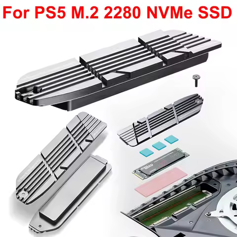 NVMe Solid State Drive Radiator with Thermal Pads for PS5 M.2 2280 SSD Heatsink for PlayStation 5 He