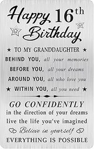MOQIYXL Granddaughter 16th Birthday Card, Happy 16 Birthday Granddaughter Gifts Ideas, Small Engrave
