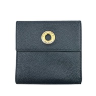 二手CELINE圓形標誌三折錢包，海軍藍