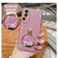 Softcase for OPPO Reno10 Pro+ Pro Plus Reno8 T A78 A17 A17K 4G 5G Reno 10 10Pro Reno10Pro+ Lovely Cute Handphone Case with Perfume Ring Stand Holder Phone Casing for Girls Cover