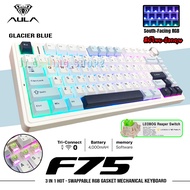 AULA F75 F75PRO F75MAX Gasket Tri-mode RGB 75% Mechanical Keyboard (Switch Lube)  คีย์ไทย รับประกัน 