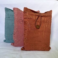 Medium Sleeve Book | Cloth Book Bag | Novel Pouch - Embroidered Motif