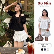 Baby Doll Xu Min Min Linen Shirt Can Be Worn in 2 Styles baju perempuan