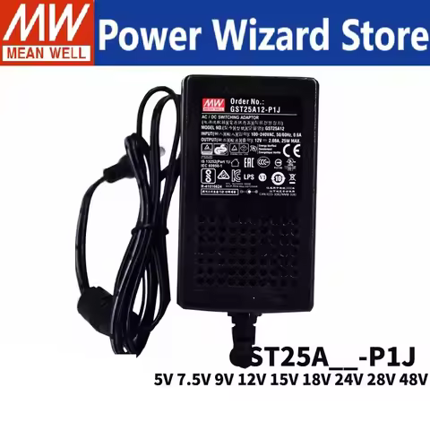 (On 11.11) MEAN WELL GST25A05-P1J 5V 4A Meanwell GST25A 20W AC-DC Industrial Adaptor 3 Plug Energy-s