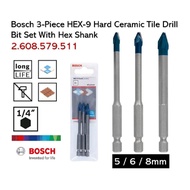 Bosch 3pc Hex-9 Hard Ceramic Drill Bit Set 5,6,8mm 2608579511