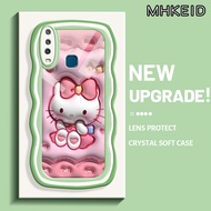 MHKEID Casing Ponsel untuk VIVO Y12 Y15 Y17 Y12i Y3 Y3s 2020 S1 Casing 3D Hello Kitty pola gelombang