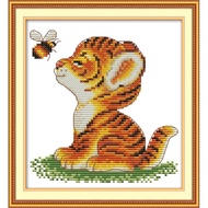 Joy Sunday Stamped Cross Stitch Ktis DMC Threads Chinese Cross Stitch Set DIY Needlework Embroidery Kit-Tiger and Bee