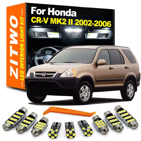 ZITWO 9Pcs LED Interior Dome Map Light Kit For Honda CRV CR-V 2002 2003 2004 2005 2006 II MK2 Car Le