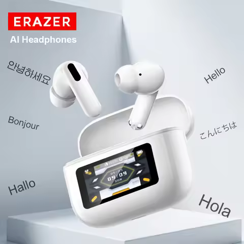 ERAZER Wireless Bluetooth Earphones AI Translator 144 Languages Translation Earbuds with Touch Scree