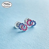 Circle Knots | 18K 白金圓扣天然藍寶石天然鑽石耳環